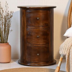 Alpen Home Quevedo Solid Wood 3 - Drawer Round Accent Chest Chestnut 58cm H X 40cm W X 40cm D Alpen Home Quevedo Solid Wood 3 - Drawer Round Accent Chest Chestnut 58cm H X 40cm W X 40cm D