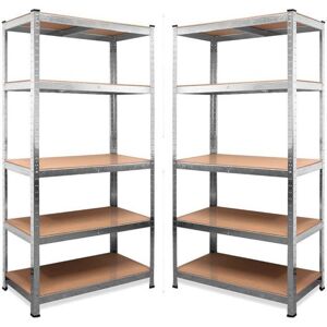 Borough Wharf Aneri Garage Shelving 90cm Wide & 180cm High Heavy Duty 5 Tier Multipurpose Metal Racking Unit / Warehouse Shelving Storage Silver 90cm W X 40cm D Borough Wharf Aneri Garage Shelving 90cm Wide & 180cm High Heavy Duty 5 Tier Multipurpose Metal Racking Unit / Warehouse Shelving Storage Silver 90cm W X 40cm D