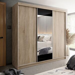 Latitude Run Modern large Wardrobe with Mirror Brown/Black 250cm H X 200.00cm W X 62.00cm D Latitude Run Modern large Wardrobe with Mirror Brown/Black 250cm H X 200.00cm W X 62.00cm D