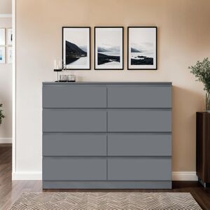 Zipcode Design Carlton 8 Drawer Chest Of Drawers. 110cm Wide. 4+4 Configuration. Matt Finish. Scratch Resistant. Modern No Handle Design. Grey 99cm H X 110cm W X 40cm D Zipcode Design Carlton 8 Drawer Chest Of Drawers. 110cm Wide. 4+4 Configuration. Matt Finish. Scratch Resistant. Modern No Handle Design. Grey 99cm H X 110cm W X 40cm D