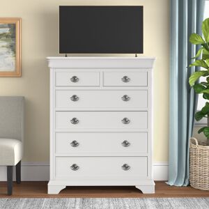 Lark Manor Aaden 6 Drawer 103Cm W Solid Wood Chest of Drawers White 126.6cm H X 102.6cm W X 50.6cm D Lark Manor Aaden 6 Drawer 103Cm W Solid Wood Chest of Drawers White 126.6cm H X 102.6cm W X 50.6cm D