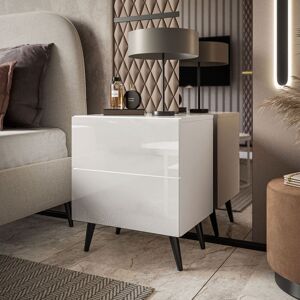 George Oliver Ballajura 2 Drawer Bedside Table White/Black 55cm H X 45cm W X 38.5cm D George Oliver Ballajura 2 Drawer Bedside Table White/Black 55cm H X 45cm W X 38.5cm D