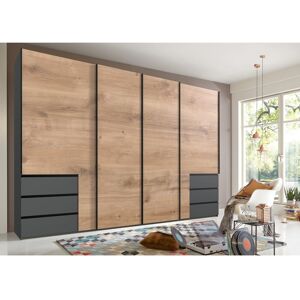 Ebern Designs Guardino 4 Door Wardrobe Graphite/Plank Oak 236cm H x 350cm W x 65cm D Ebern Designs Guardino 4 Door Wardrobe Graphite/Plank Oak 236cm H x 350cm W x 65cm D