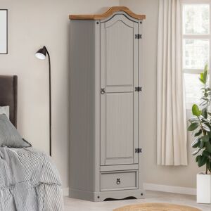 Brambly Cottage Bridewell 1 Door Wardrobe Grey 176cm H X 55cm W X 45cm D Brambly Cottage Bridewell 1 Door Wardrobe Grey 176cm H X 55cm W X 45cm D