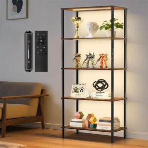 Ivy Bronx 5 Tier Bookshelf With LED Light, Touch & Remote Control, Tall Shelving Units For Storage, Wide Industrial Display Cabinet Rustic Brown (60 × 30 × 170 Brown 170.5cm H X 60cm W X 30cm D Ivy Bronx 5 Tier Bookshelf With LED Light, Touch & Remote Control, Tall Shelving Units For Storage, Wide Industrial Display Cabinet Rustic Brown (60 × 30 × 170 Brown 170.5cm H X 60cm W X 30cm D