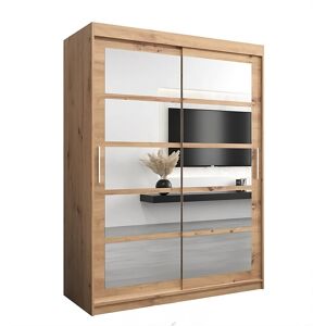 17 Stories Milanni 2 Door Manufactured Wood Wardrobe Artisan Oak/White 200cm H X 150cm W X 62cm D 17 Stories Milanni 2 Door Manufactured Wood Wardrobe Artisan Oak/White 200cm H X 150cm W X 62cm D