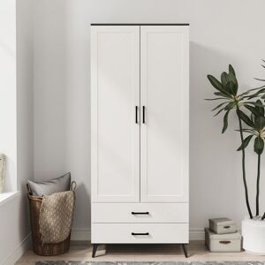 Lark Manor Wardrobe 2 Door 2 Drawer Modern Bedroom Clothes Storage Hanging Rail 180cm Black White 180cm H X 75cm W Lark Manor Wardrobe 2 Door 2 Drawer Modern Bedroom Clothes Storage Hanging Rail 180cm Black White 180cm H X 75cm W