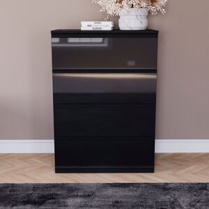 17 Stories Oslo 4 Drawer High Gloss Chest, (FSC 100%) Bedroom Home Storage Furniture Black 95.5cm H X 70cm W X 40cm D 17 Stories Oslo 4 Drawer High Gloss Chest, (FSC 100%) Bedroom Home Storage Furniture Black 95.5cm H X 70cm W X 40cm D