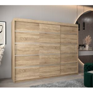 17 Stories Livnat 01 Sliding Door Wardrobe 250cm - Black Matt Oak Sonoma 200cm H X 250cm W X 62cm D 17 Stories Livnat 01 Sliding Door Wardrobe 250cm - Black Matt Oak Sonoma 200cm H X 250cm W X 62cm D