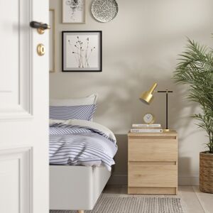 Latitude Run Bertraut Bedside 2 Drawers in Concrete/White high gloss Brown 49.5cm H X 40.4cm W X 50cm D Latitude Run Bertraut Bedside 2 Drawers in Concrete/White high gloss Brown 49.5cm H X 40.4cm W X 50cm D