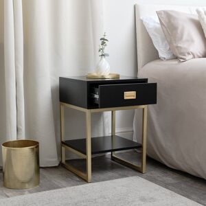 Fairmont Park One Drawer Bedside Table - Elle Pink Range Black/Black/Gold 57.5cm H X 40cm W X 40cm D Fairmont Park One Drawer Bedside Table - Elle Pink Range Black/Black/Gold 57.5cm H X 40cm W X 40cm D