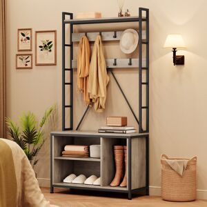 Rio Coat Rack Stand, Hall Tree With Bench and Shoe Storage, Freestanding Coat Stand Garment Rack for Entryway Hallway Living Room Grey 177.5cm H X 92.5cm W X 35cm D Rio Coat Rack Stand, Hall Tree With Bench and Shoe Storage, Freestanding Coat Stand Garment Rack for Entryway Hallway Living Room Grey 177.5cm H X 92.5cm W X 35cm D