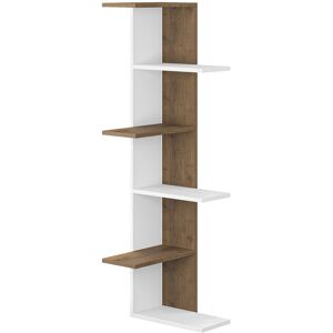 Zipcode Design Saso Corner Bookcase 5-Tier Storage Unit White/Dark Oak 141cm H X 37cm W X 37cm D Zipcode Design Saso Corner Bookcase 5-Tier Storage Unit White/Dark Oak 141cm H X 37cm W X 37cm D