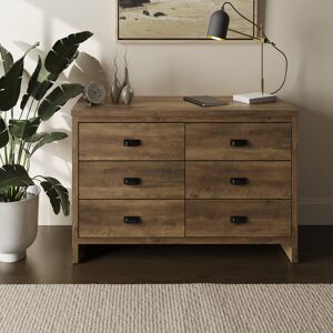 Rio Almudena 6 Drawer 112.5Cm W Double Dresser Knotty Oak 75.5cm H X 112.5cm W X 39.3cm D Rio Almudena 6 Drawer 112.5Cm W Double Dresser Knotty Oak 75.5cm H X 112.5cm W X 39.3cm D