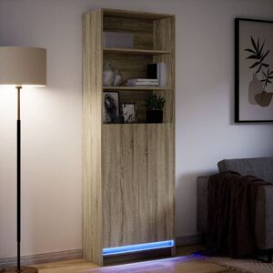 Metro Highboard with LED lighting 69 x 32.5 x 200cm Sonoma Oak 200cm H X 69cm W X 32.5cm D Metro Highboard with LED lighting 69 x 32.5 x 200cm Sonoma Oak 200cm H X 69cm W X 32.5cm D