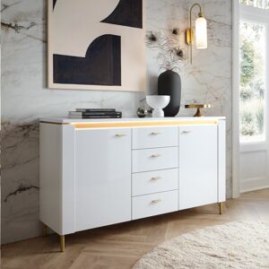 Canora Grey Aza Sideboard 2 Door 4 Drawer in Alpine White/White Gloss White 87.3cm H X 155.3cm W X 40cm D Canora Grey Aza Sideboard 2 Door 4 Drawer in Alpine White/White Gloss White 87.3cm H X 155.3cm W X 40cm D