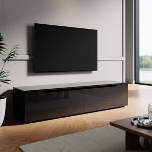 17 Stories 35×30cm LED TV cabinet, White/Black highlight, Stand for TVs Black 30cm H x 140cm W x 35cm D 17 Stories 35×30cm LED TV cabinet, White/Black highlight, Stand for TVs Black 30cm H x 140cm W x 35cm D