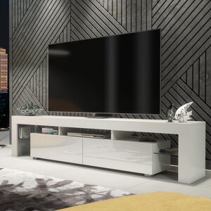 Metro 200cm Danialah Tv Unit - Cabinet Stand With Storage & High Gloss Doors White 60" Metro 200cm Danialah Tv Unit - Cabinet Stand With Storage & High Gloss Doors White 60"