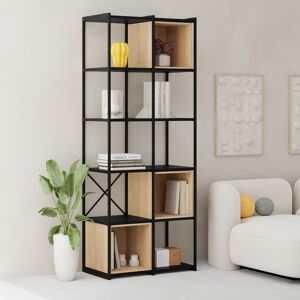 Rio Anneta 179cm H x 70.5cm W Metal Library Bookcase Silky Black/Spphire Oak 179cm H X 70.5cm W X 39cm D Rio Anneta 179cm H x 70.5cm W Metal Library Bookcase Silky Black/Spphire Oak 179cm H X 70.5cm W X 39cm D