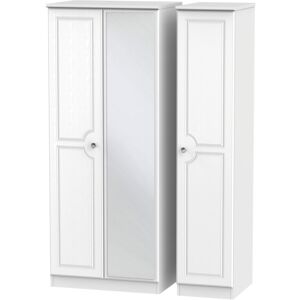 Rosalind Wheeler Fully Assembled Tolna Crystal 3 Door Wardrobe White Matt Veneer 182.5cm H X 111cm W X 53cm D Rosalind Wheeler Fully Assembled Tolna Crystal 3 Door Wardrobe White Matt Veneer 182.5cm H X 111cm W X 53cm D