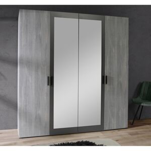 Zipcode Design Emely 4 Door Wardrobe White/Gray 210.5cm H X 200.3cm W X 54.2cm D Zipcode Design Emely 4 Door Wardrobe White/Gray 210.5cm H X 200.3cm W X 54.2cm D