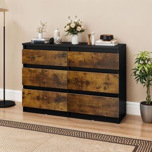 17 Stories 6 Drawer Chest Of Drawers , Modern Bedroom Drawers Wood Rustic Brown 70cm H X 100cm W X 30cm D 17 Stories 6 Drawer Chest Of Drawers , Modern Bedroom Drawers Wood Rustic Brown 70cm H X 100cm W X 30cm D