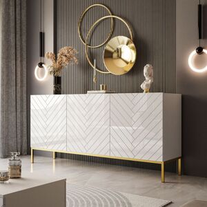Fairmont Park Sideboard SANTILE on golden legs, high gloss White 75.4cm H X 160cm W X 37cm D Fairmont Park Sideboard SANTILE on golden legs, high gloss White 75.4cm H X 160cm W X 37cm D