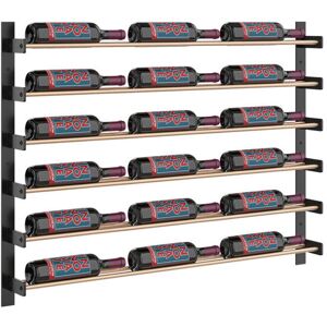 Belfry Kitchen Thedford 18 Bottle Wall Mounted Wine Bottle Rack Matte Black/Golden Bronze 76cm H X 104cm W X 11cm D Belfry Kitchen Thedford 18 Bottle Wall Mounted Wine Bottle Rack Matte Black/Golden Bronze 76cm H X 104cm W X 11cm D