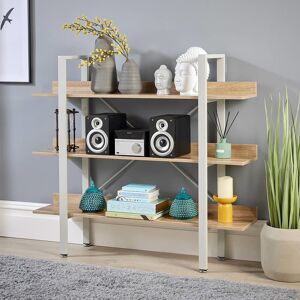 Borough Wharf Urban Wide Bookcase Rustic Brown/White 106cm H X 120cm W X 28cm D Borough Wharf Urban Wide Bookcase Rustic Brown/White 106cm H X 120cm W X 28cm D