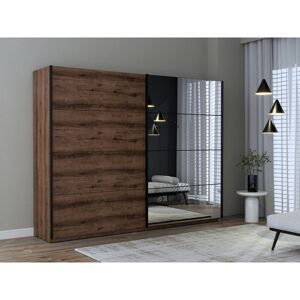 Latitude Run 2 Door Sliding Wardrobe with mirror and shelves, Mud Oak/Black Oak, 270 cm W x 210 cm H x 61 cm D Black 209.7cm H X 269.9cm W X 61.2cm D Latitude Run 2 Door Sliding Wardrobe with mirror and shelves, Mud Oak/Black Oak, 270 cm W x 210 cm H x 61 cm D Black 209.7cm H X 269.9cm W X 61.2cm D