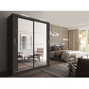Brayden Studio Tengan 2 Door Sliding Wardrobe Black 215cm H X 181cm W X 60cm D Brayden Studio Tengan 2 Door Sliding Wardrobe Black 215cm H X 181cm W X 60cm D