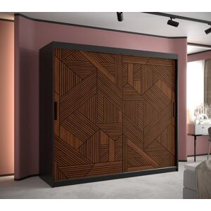 Brayden Studio Oswego I Sliding Door Wardrobe in Black & Dark Walnut - Premium Laminated Board - W200cm Black & Dark Walnut 200cm H X 200cm W X 62cm D Brayden Studio Oswego I Sliding Door Wardrobe in Black & Dark Walnut - Premium Laminated Board - W200cm Black & Dark Walnut 200cm H X 200cm W X 62cm D