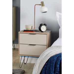 Three Posts Esopus 2 Drawer Bedside Table, side table, lamp table Industrial Design Brown 57cm H X 45cm W X 39.5cm D Three Posts Esopus 2 Drawer Bedside Table, side table, lamp table Industrial Design Brown 57cm H X 45cm W X 39.5cm D