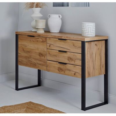 Mercury Apogee 119 Cm Wide 3 Drawer Sideboard Light Brown/Black 76.2cm H X 119cm W X 39.5cm D Mercury Apogee 119 Cm Wide 3 Drawer Sideboard Light Brown/Black 76.2cm H X 119cm W X 39.5cm D