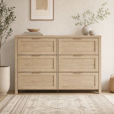 Latitude Run Allenside 6 - Drawer 120Cm W Double Dresser Light Natural Oak 80cm H X 120cm W X 39cm D Latitude Run Allenside 6 - Drawer 120Cm W Double Dresser Light Natural Oak 80cm H X 120cm W X 39cm D