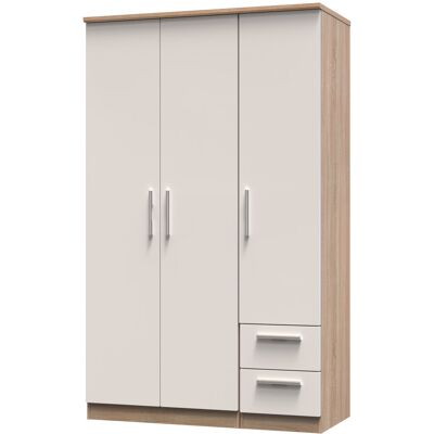 Latitude Run Borgeson Triple Small Drawer Wardrobe in Kashmir Gloss & Bardolino Oak Kashmir Gloss/Bardolino Oak 182cm H X 111cm W X 53cm D Latitude Run Borgeson Triple Small Drawer Wardrobe in Kashmir Gloss & Bardolino Oak Kashmir Gloss/Bardolino Oak 182cm H X 111cm W X 53cm D