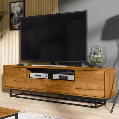 Metro 200cm Loft Retro Industrial TV Unit Stand Vintage Oak Cabinet Cupboard Sideboard Oak/Black 88" Metro 200cm Loft Retro Industrial TV Unit Stand Vintage Oak Cabinet Cupboard Sideboard Oak/Black 88"