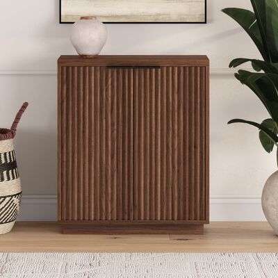 Latitude Run Alasha 28" Wide Rectangular Fluted Accent Cabinet Satin Walnut 81.28cm H X 70.49cm W X 35.56cm D Latitude Run Alasha 28" Wide Rectangular Fluted Accent Cabinet Satin Walnut 81.28cm H X 70.49cm W X 35.56cm D