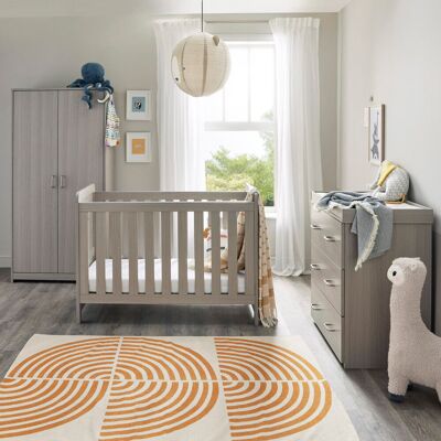 BabyMore Caro Mini 3-Piece Nursery Furniture Set Grey Wash 60 x 120 cm BabyMore Caro Mini 3-Piece Nursery Furniture Set Grey Wash 60 x 120 cm