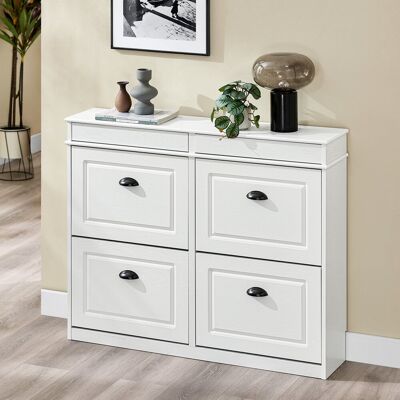 Marlow Home Co. Moriah 16 Pair Flip Down Shoe Storage White Vintage Wood Grain Effect/Black 16 Marlow Home Co. Moriah 16 Pair Flip Down Shoe Storage White Vintage Wood Grain Effect/Black 16