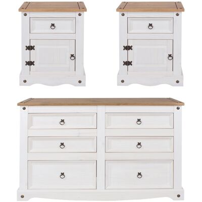 Lark Manor Solid Wood 3 Piece White Bedroom Set Brown;White Lark Manor Solid Wood 3 Piece White Bedroom Set Brown;White