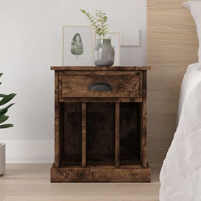 ClassicLiving Pilot 1 Drawer Bedside Table Smoked Oak 50cm H X 43cm W X 36cm D ClassicLiving Pilot 1 Drawer Bedside Table Smoked Oak 50cm H X 43cm W X 36cm D