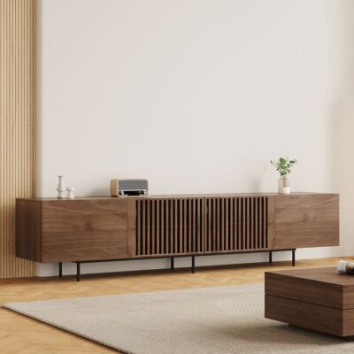 Brayden Studio Retro Style TV Stand & Media Unit TV Cabinet for 75-100 Inch TVs Large Storage with Cable Ports 1.8m & 2.4m Size Options Premium Furniture for walnut 55cm H x 240cm L x 40cm W Brayden Studio Retro Style TV Stand & Media Unit TV Cabinet for 75-100 Inch TVs Large Storage with Cable Ports 1.8m & 2.4m Size Options Premium Furniture for walnut 55cm H x 240cm L x 40cm W
