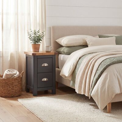 Marlow Home Co. Sartell 2 Drawer Petite Nightstand, Midnight Blue Finish Blue;Grey 55cm H X 35cm W X 32cm D Marlow Home Co. Sartell 2 Drawer Petite Nightstand, Midnight Blue Finish Blue;Grey 55cm H X 35cm W X 32cm D