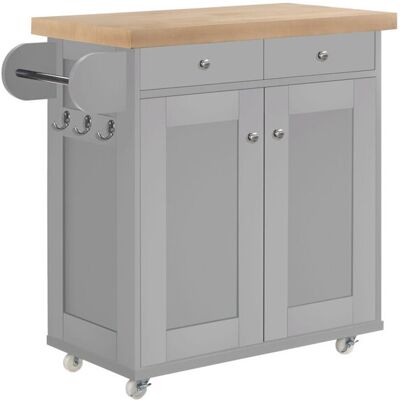 LPD PORTLAND SOLID WOODEN TOP KITCHEN ISLAND Grey 91cm H X 95cm W X 46cm D LPD PORTLAND SOLID WOODEN TOP KITCHEN ISLAND Grey 91cm H X 95cm W X 46cm D
