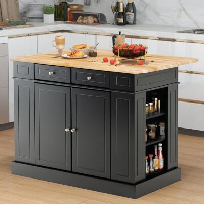 costway Kitchen Island Storage Cupboard W/Drop Leaf Countertop Side Racks 2-Door Cabinet Black 92cm H X 120cm W X 60cm D costway Kitchen Island Storage Cupboard W/Drop Leaf Countertop Side Racks 2-Door Cabinet Black 92cm H X 120cm W X 60cm D