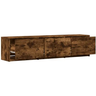 17 Stories TV Cabinet With LED With Drawer Engineered Wood Modern Storage Simple Smoked Oak 40cm H x 165cm L x 34cm W 17 Stories TV Cabinet With LED With Drawer Engineered Wood Modern Storage Simple Smoked Oak 40cm H x 165cm L x 34cm W