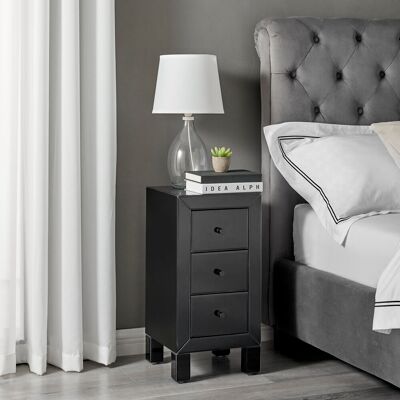 Latitude Run Nekizia Small Slimline 3 Drawer Mirrored Bedside Cabinet - Luxury Modern Bedside Table Nightstand Black 60cm H X 30cm W X 30cm D Latitude Run Nekizia Small Slimline 3 Drawer Mirrored Bedside Cabinet - Luxury Modern Bedside Table Nightstand Black 60cm H X 30cm W X 30cm D