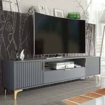 17 Stories 200cm Loft Retro Novaleigh Tv Unit Stand Vintage Cabinet Cupboard Grey 88" 17 Stories 200cm Loft Retro Novaleigh Tv Unit Stand Vintage Cabinet Cupboard Grey 88"