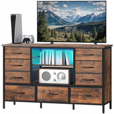 Borough Wharf 9-Drawer LED TV Unit TV Cabinet for TVs up to 55” Brown Wood 55" Borough Wharf 9-Drawer LED TV Unit TV Cabinet for TVs up to 55” Brown Wood 55"